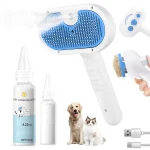 Pet Steam Brush for Dogs & Cats | Self Cleaning Grooming Comb