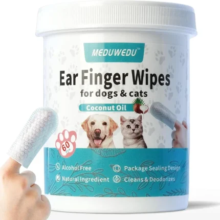 Pet Ear Finger Wipes for Dogs & Cats Gentle Ear Cleaning
